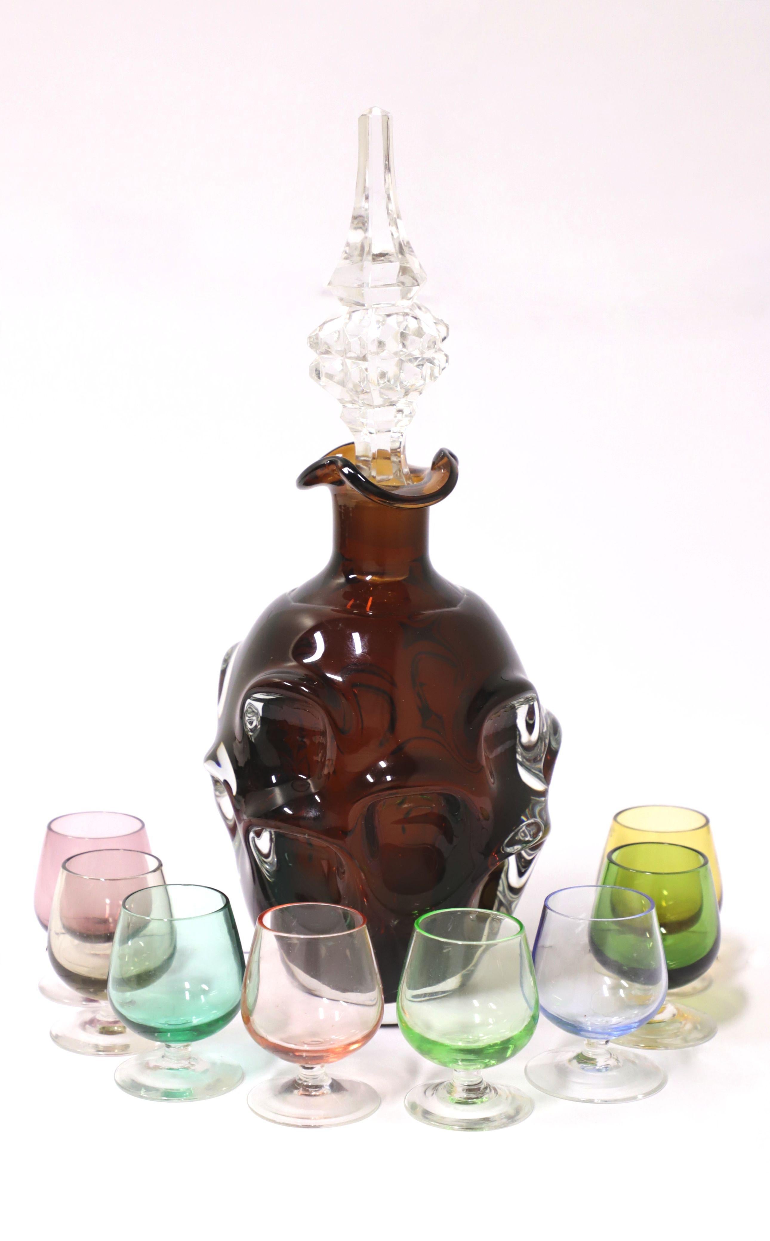 Mid 20th Century Decanter Set with Cordial Glasses - 9 Pieces For Sale 6