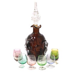 Mid 20th Century Decanter Set with Cordial Glasses - 9 Pieces