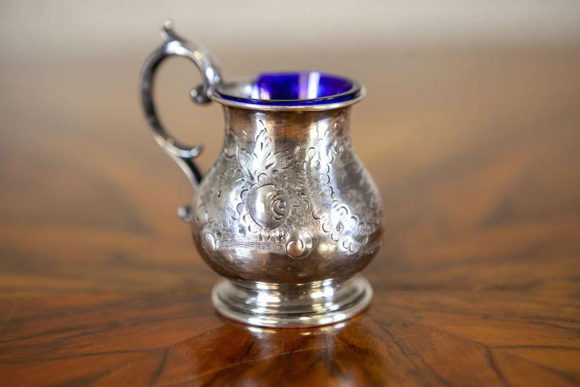 Ensemble de plats décoratifs du milieu du 20e siècle en argent plaqué avec des accents bleus en vente 3
