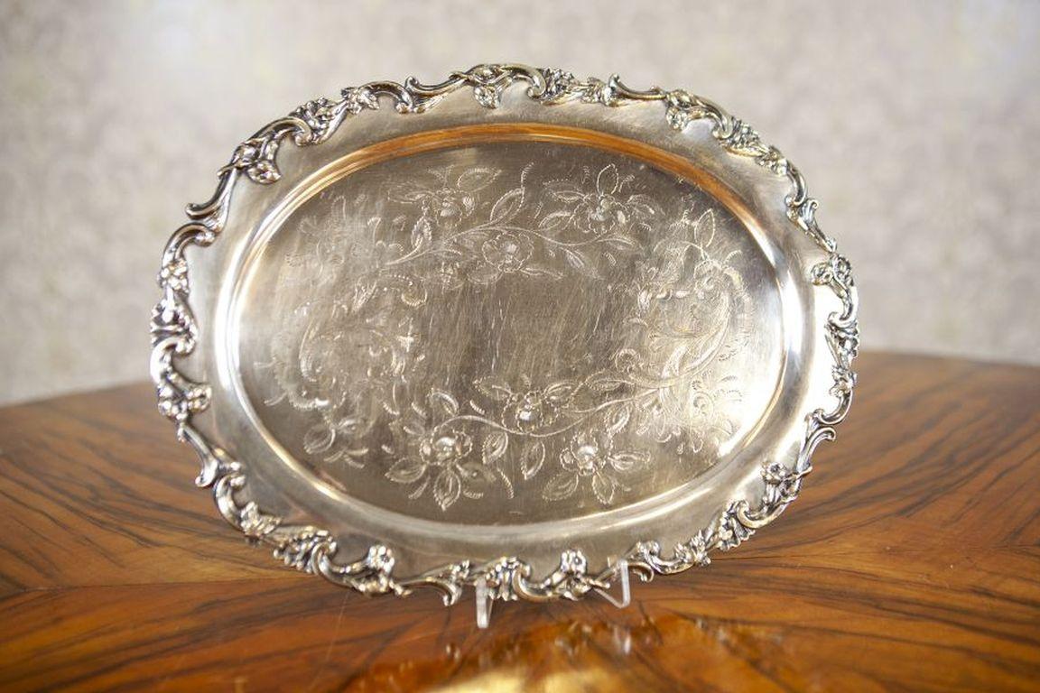 Ensemble de plats décoratifs du milieu du 20e siècle en argent plaqué avec des accents bleus en vente 4