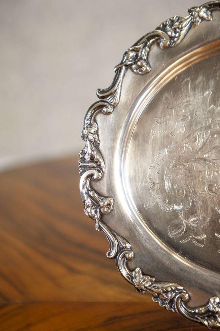 Ensemble de plats décoratifs du milieu du 20e siècle en argent plaqué avec des accents bleus en vente 6