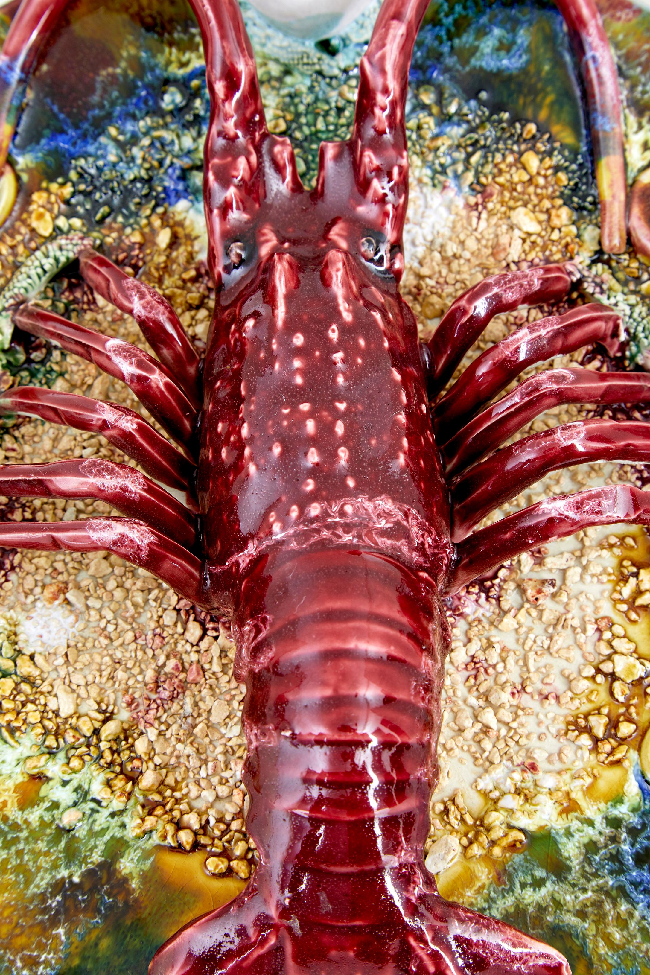 English Mid 20th century decorative palissy lobster plate For Sale
