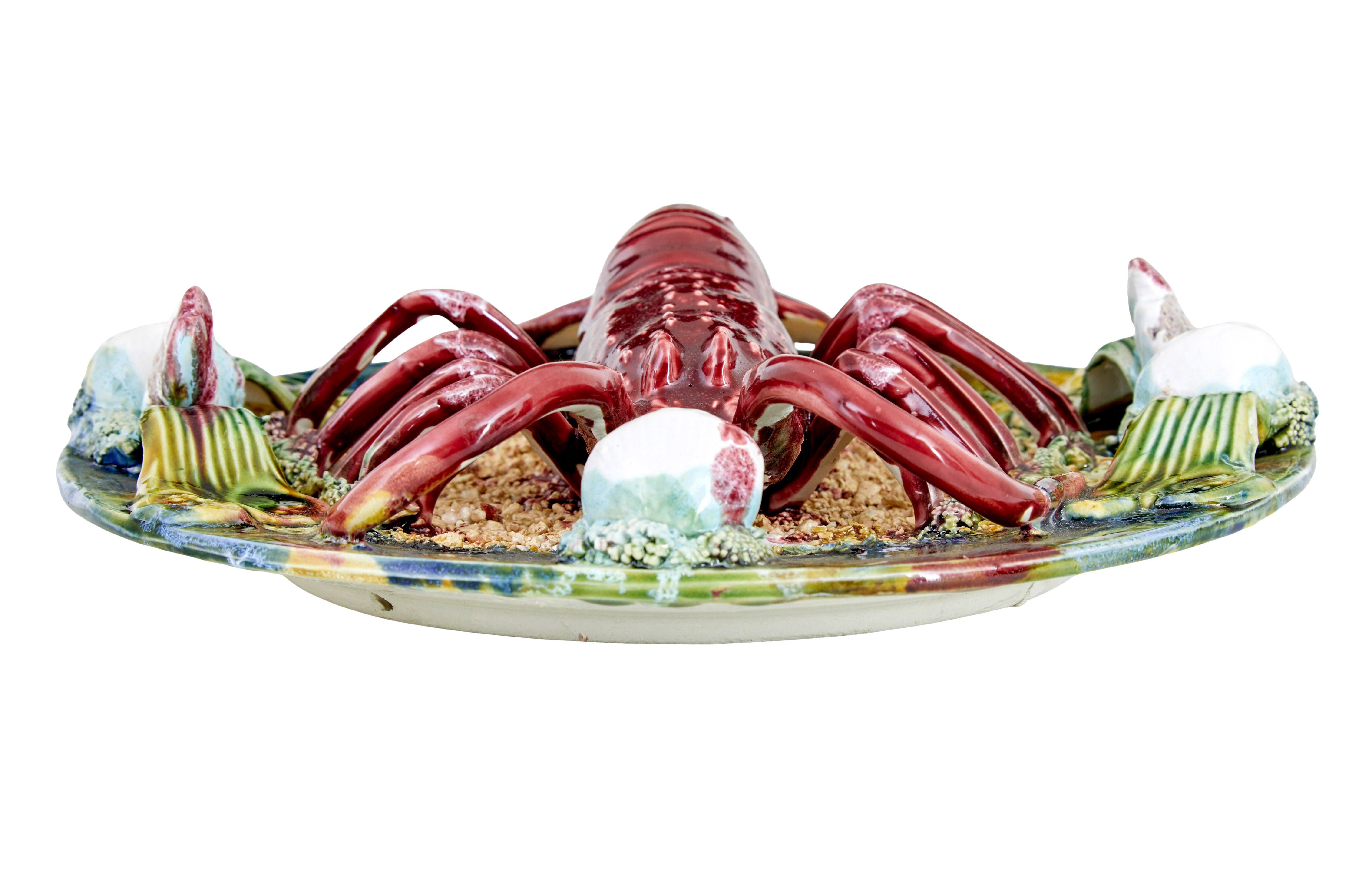 20th Century Mid 20th century decorative palissy lobster plate For Sale