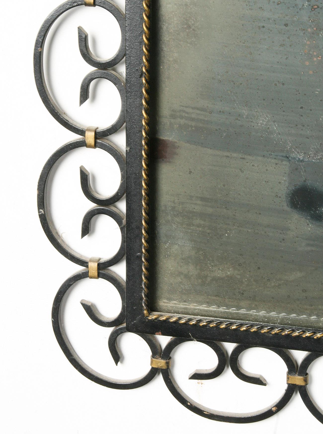 Mid-20th Century Design Mirror with Wrought Iron Frame 5