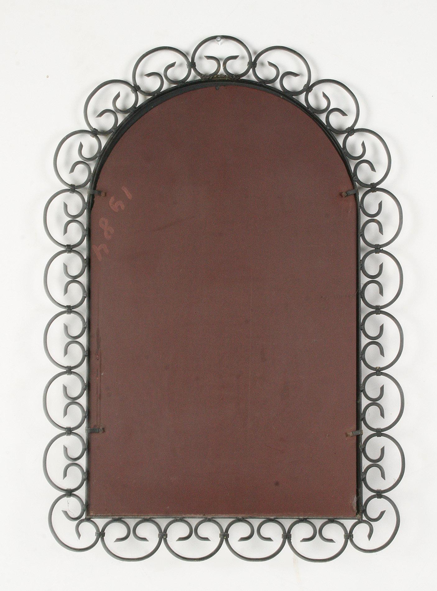 Mid-20th Century Design Mirror with Wrought Iron Frame 8