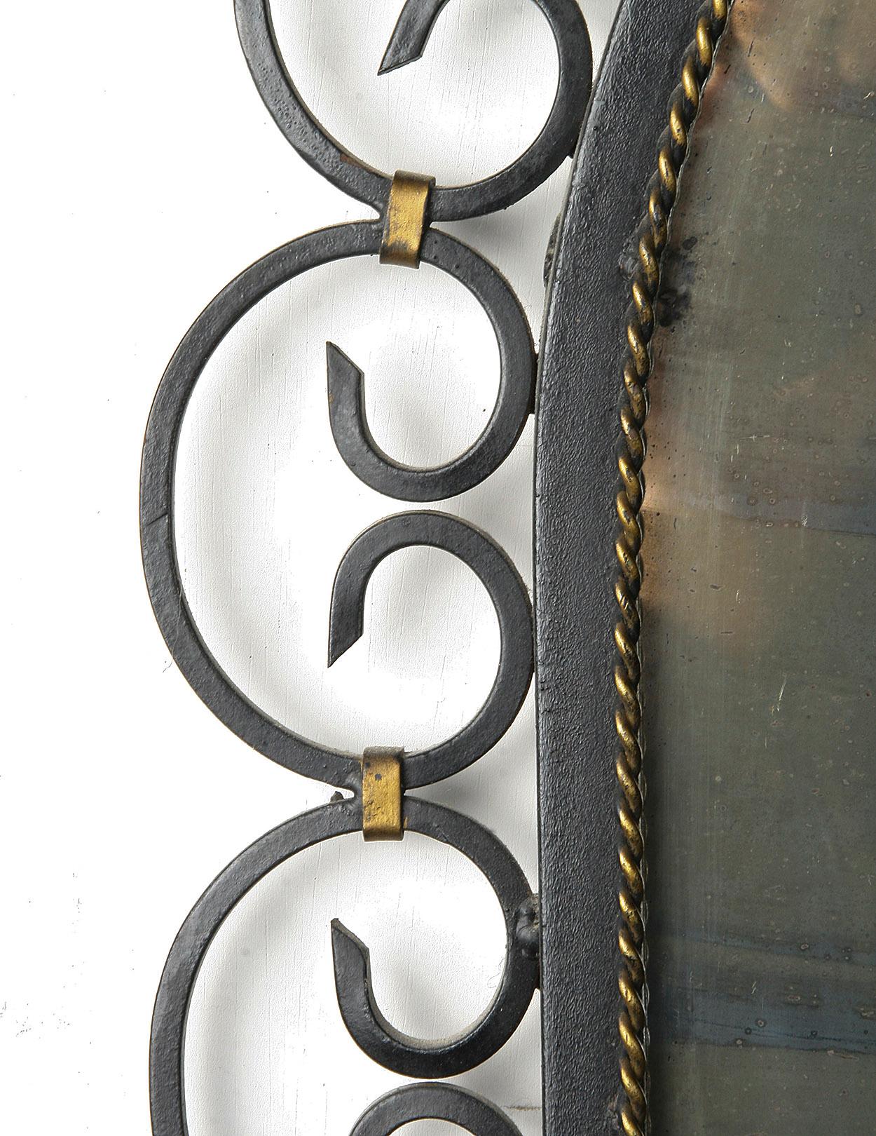 Mid-20th Century Design Mirror with Wrought Iron Frame 2