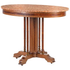 Mid-20th Century Design Table with Rosso Verona Marble Top