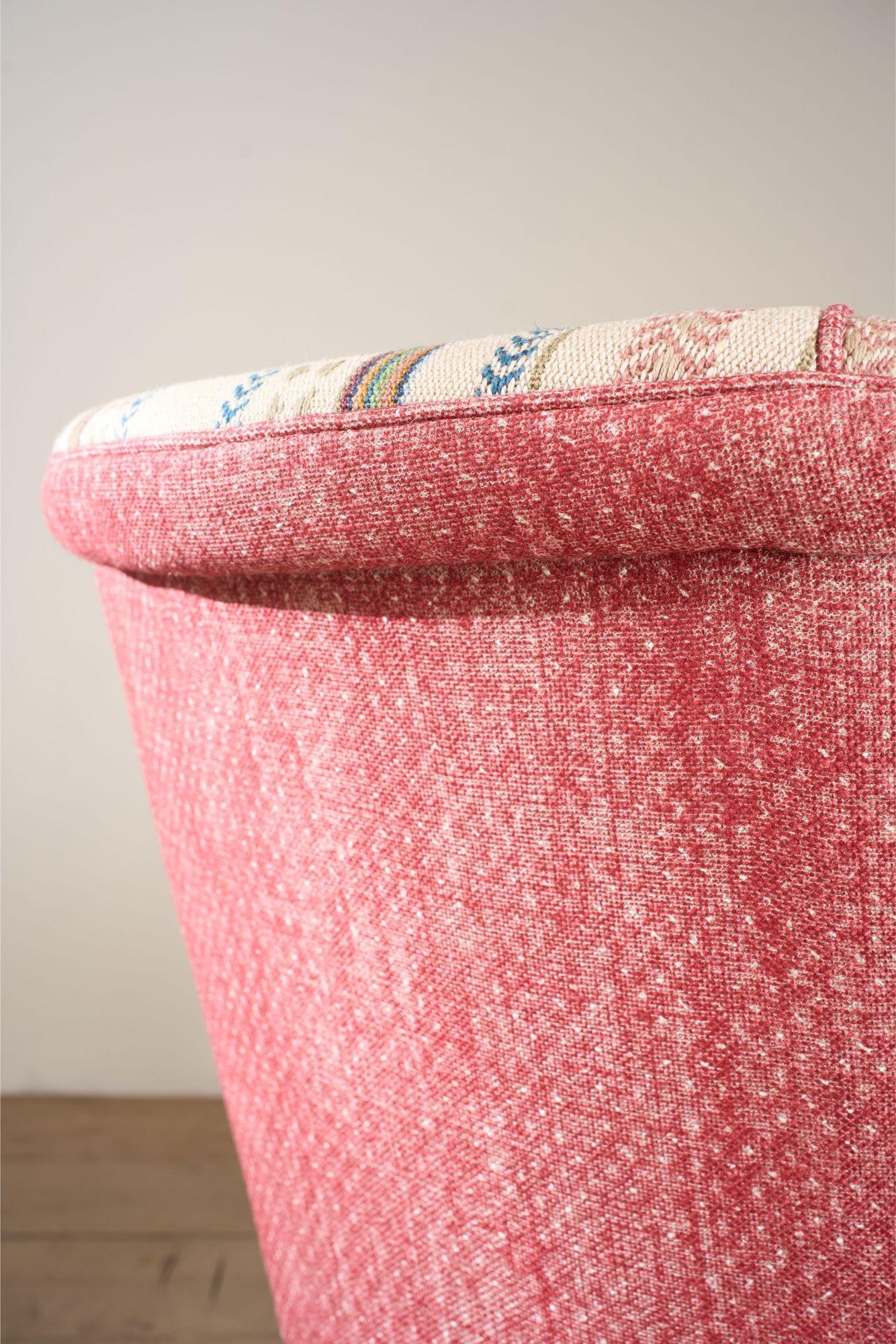 Hêtre Chaise de bureau du milieu du 20e siècle en tissu rayé en vente