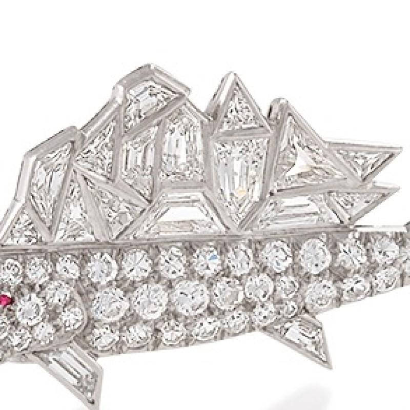 Mid-20th Century Diamond and Platinum Sailfish Brooch In Excellent Condition In New York, NY
