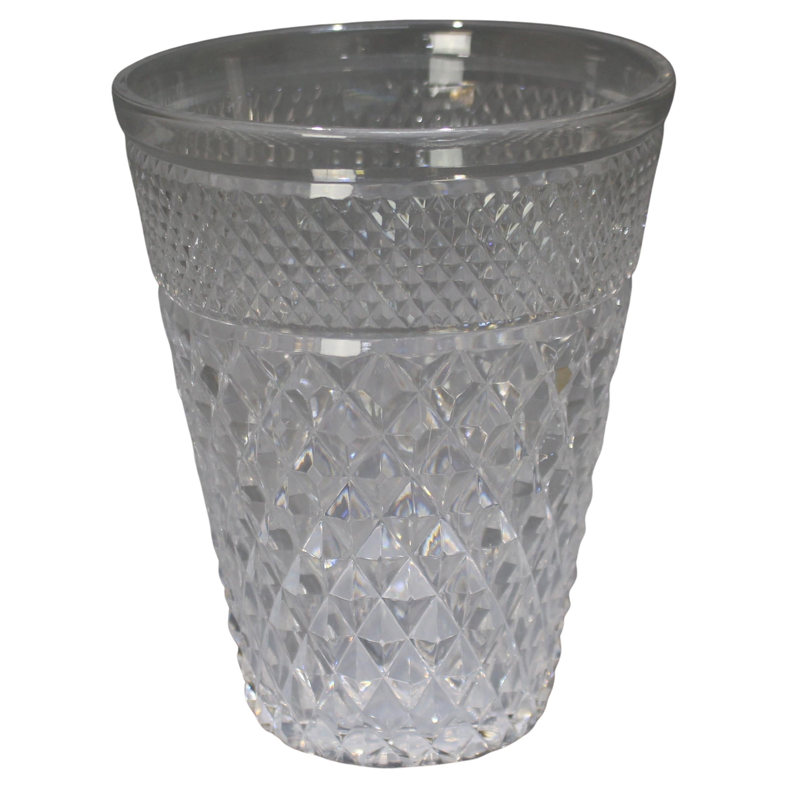 Vase ou seau à champagne en cristal taillé en diamant du milieu du 20e siècle en vente