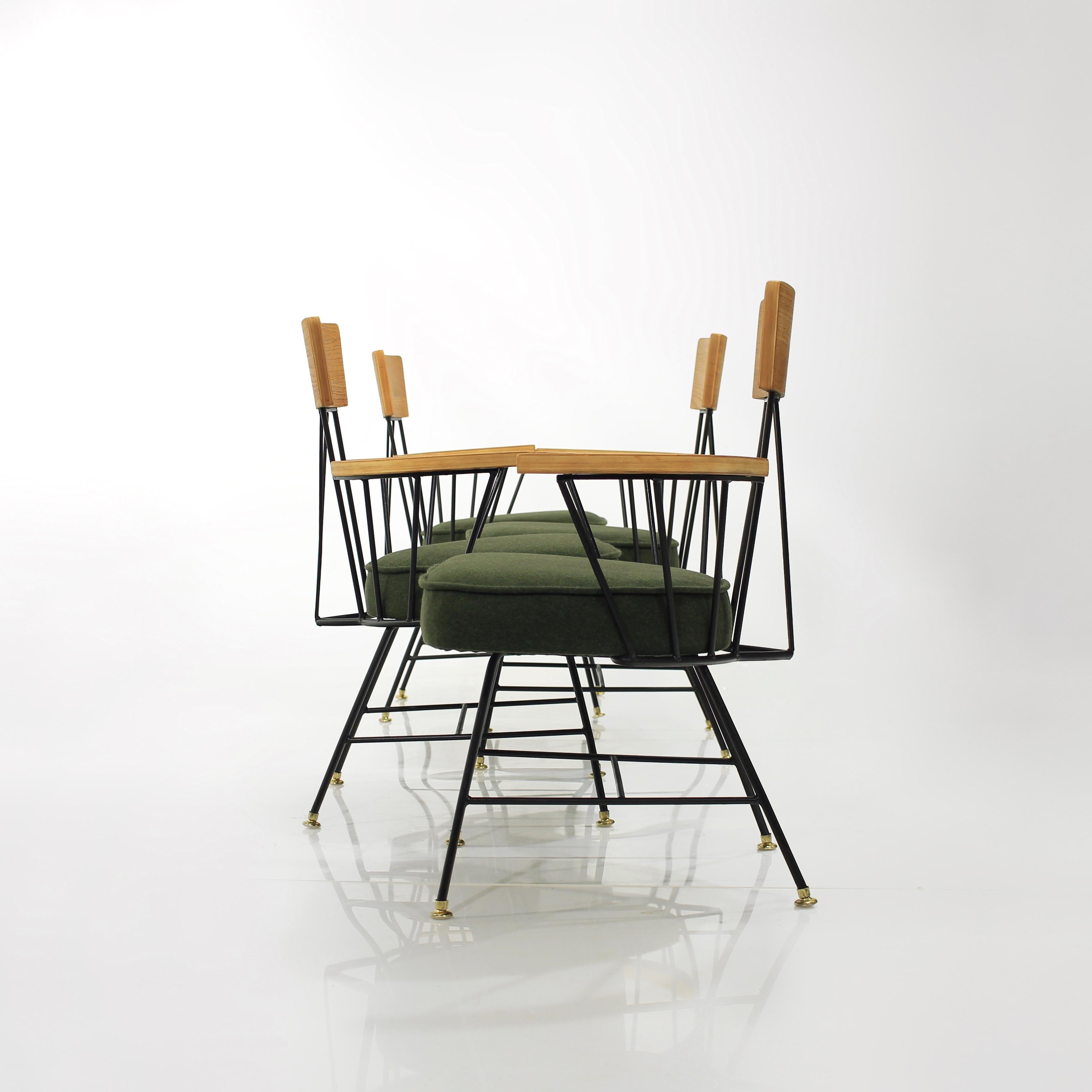 American Mid 20th Century Dining Chairs by Richard McCarthy in Iron and Wood