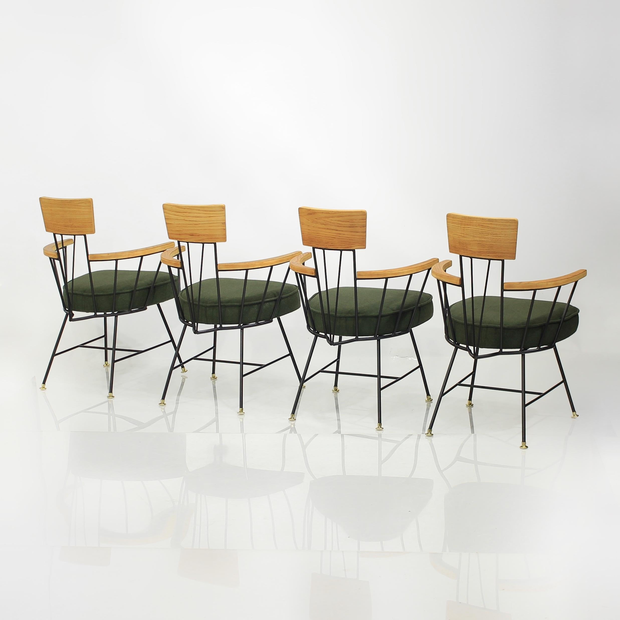 Mid 20th Century Dining Chairs by Richard McCarthy in Iron and Wood In Excellent Condition In Ava, MO
