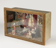 Mid 20th Century Diorama Doll House - Christmas Living Room Scene