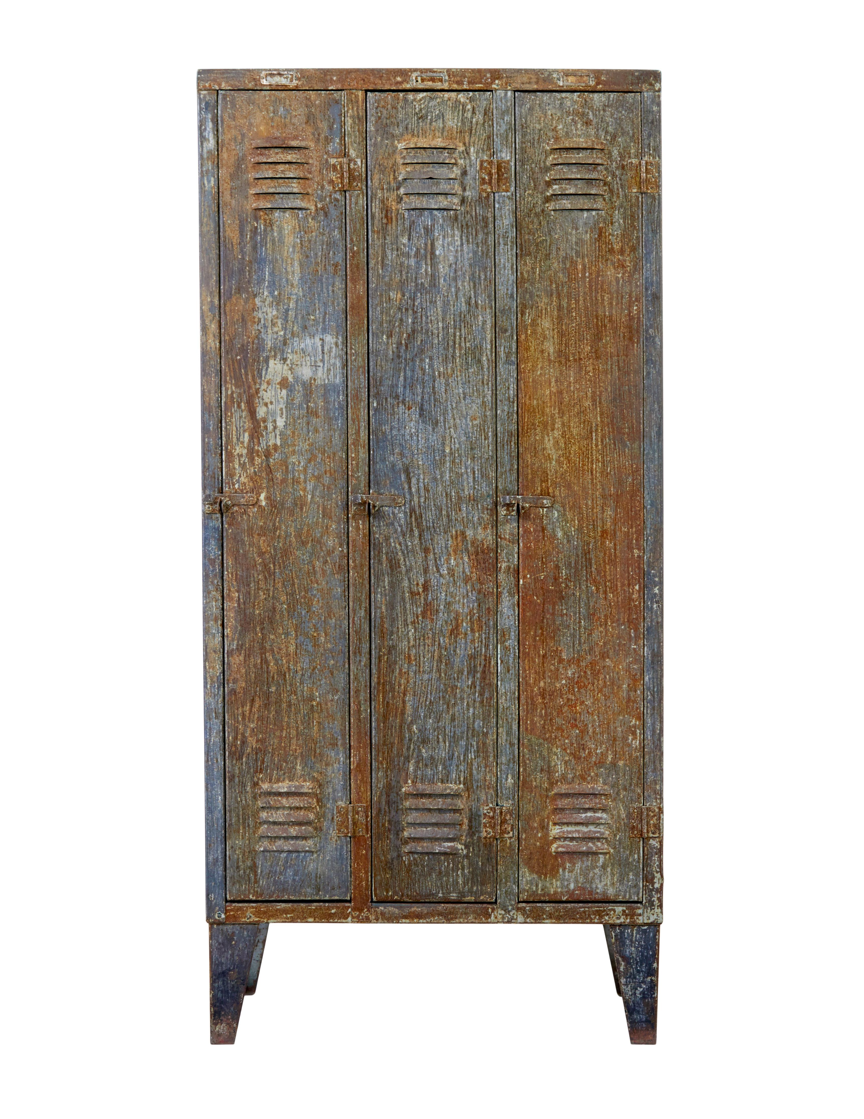 20th Century Mid 20th century distressed industrial cabinet For Sale