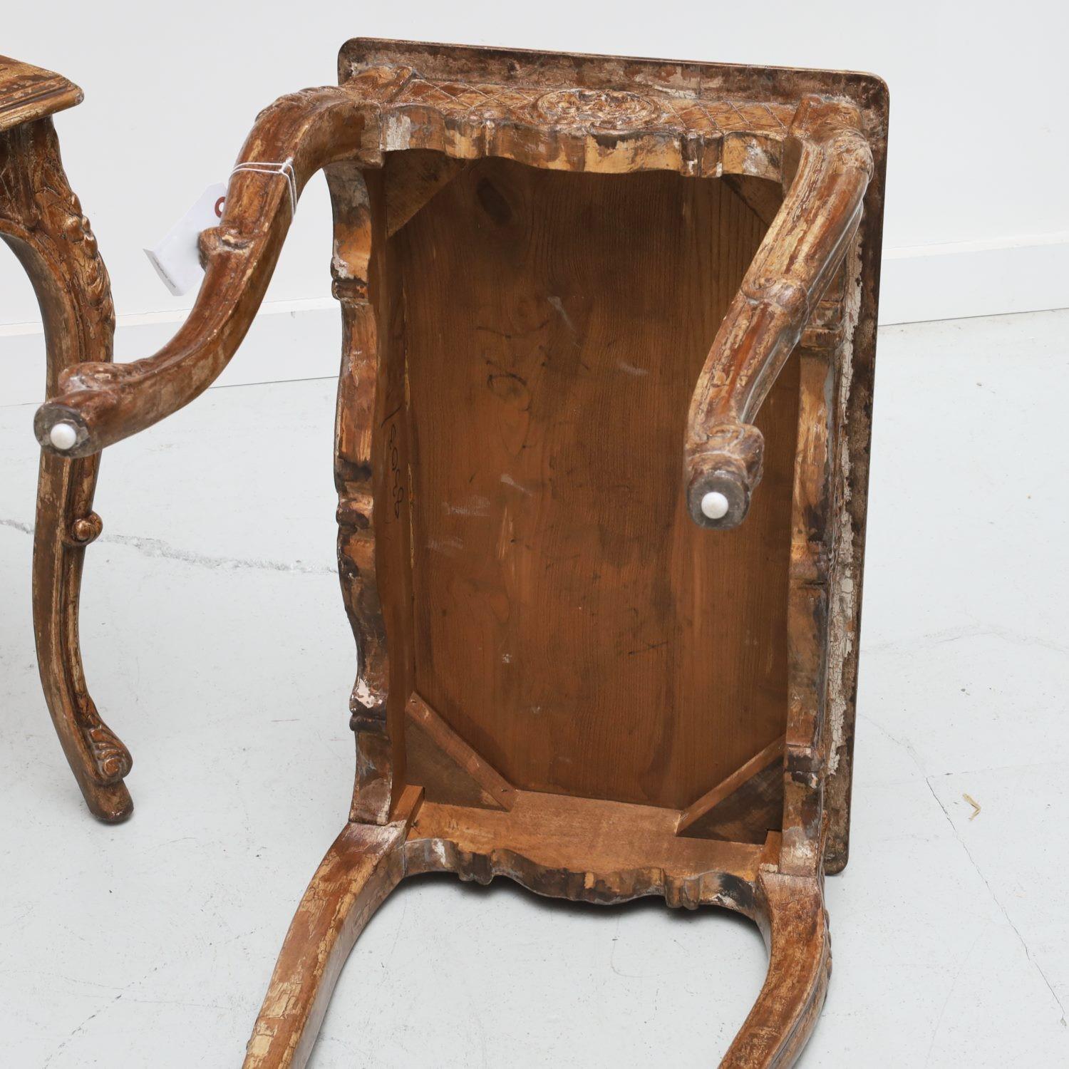Mid 20th Century Distressed Louis XV Style Side Tables, a Pair In Good Condition For Sale In Morristown, NJ