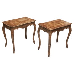 Mid 20th Century Distressed Louis XV Style Side Tables, a Pair