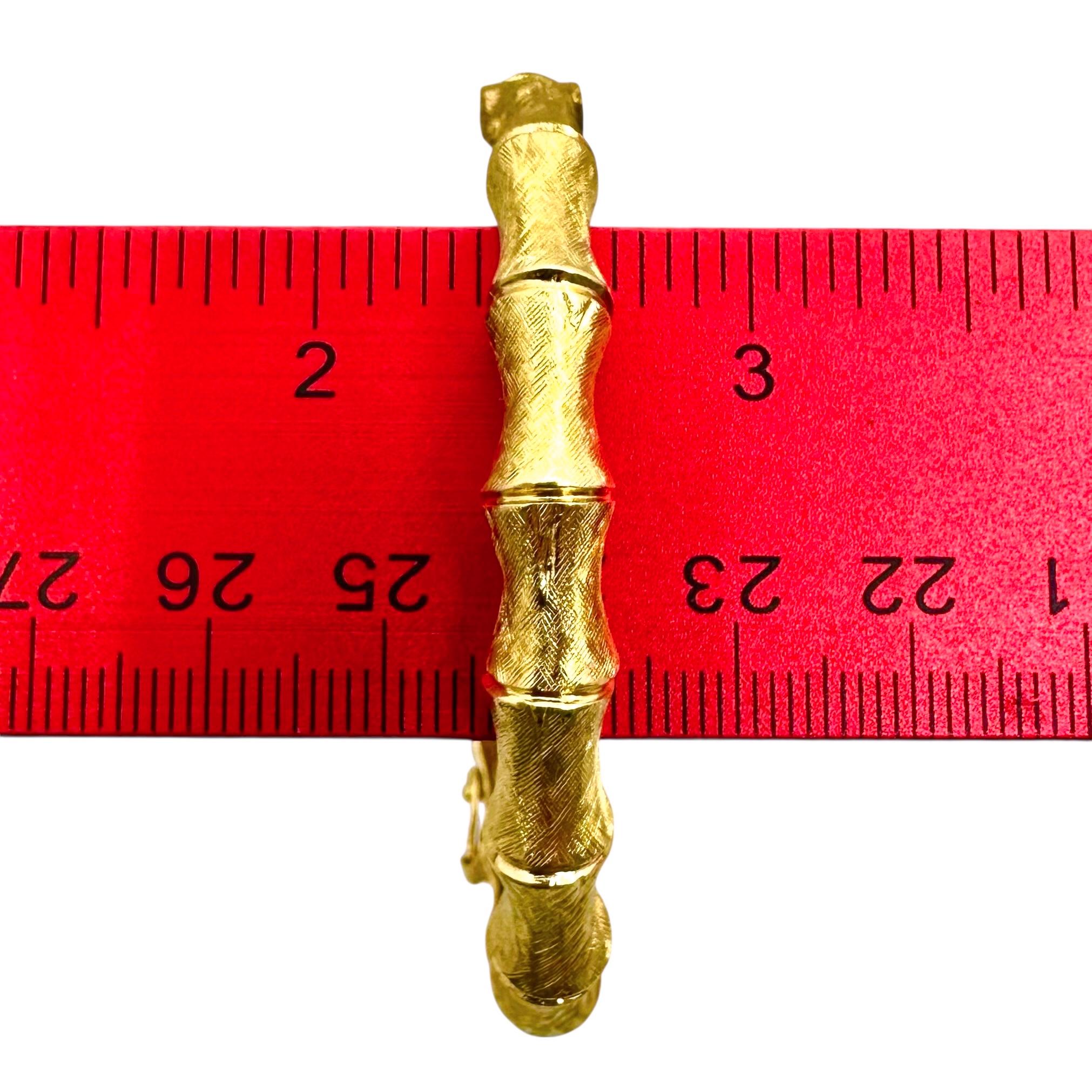 Mid-20th Century Double Florentine Finish Gold Bamboo Motif Bypass Bracelet For Sale 3