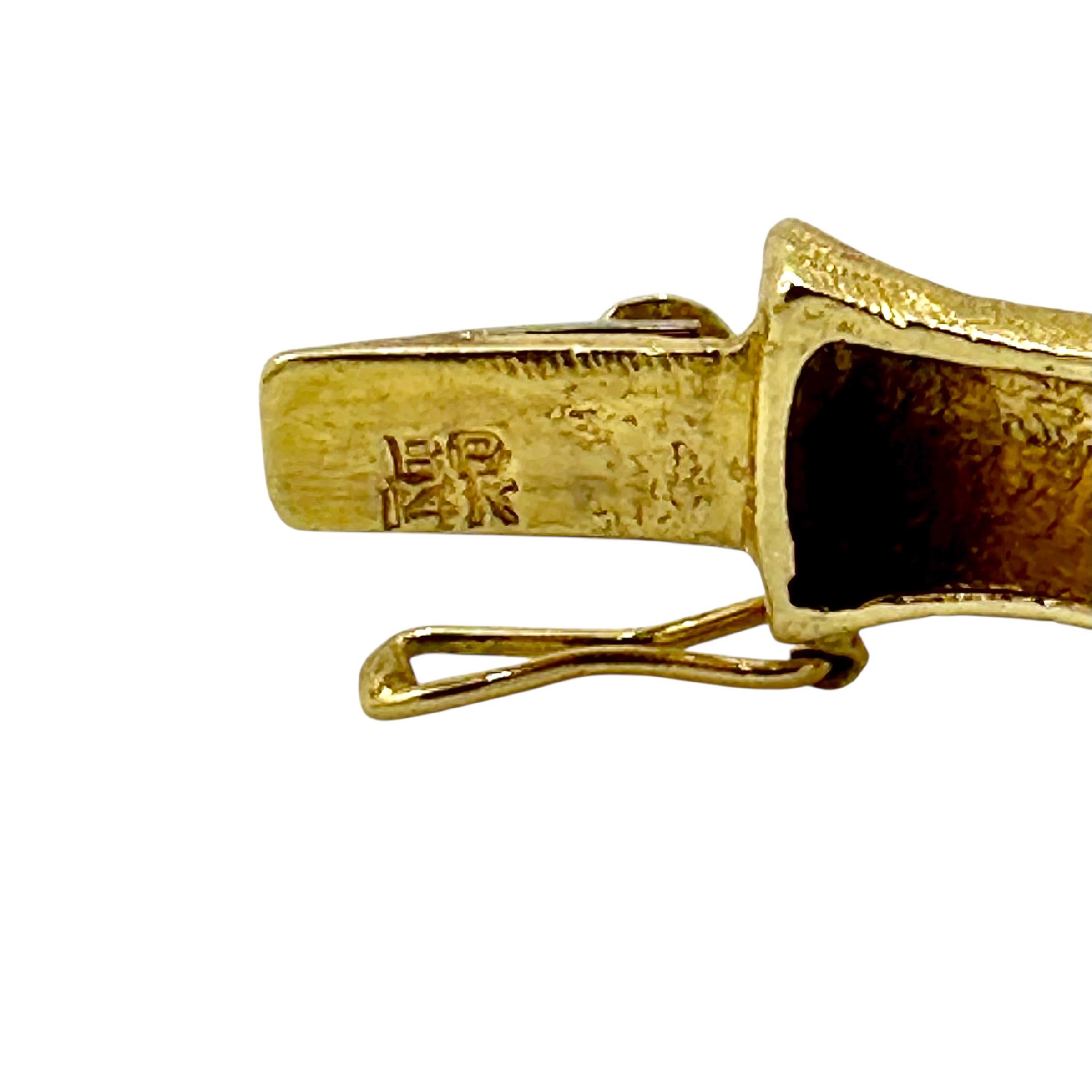 Mid-20th Century Double Florentine Finish Gold Bamboo Motif Bypass Bracelet For Sale 4