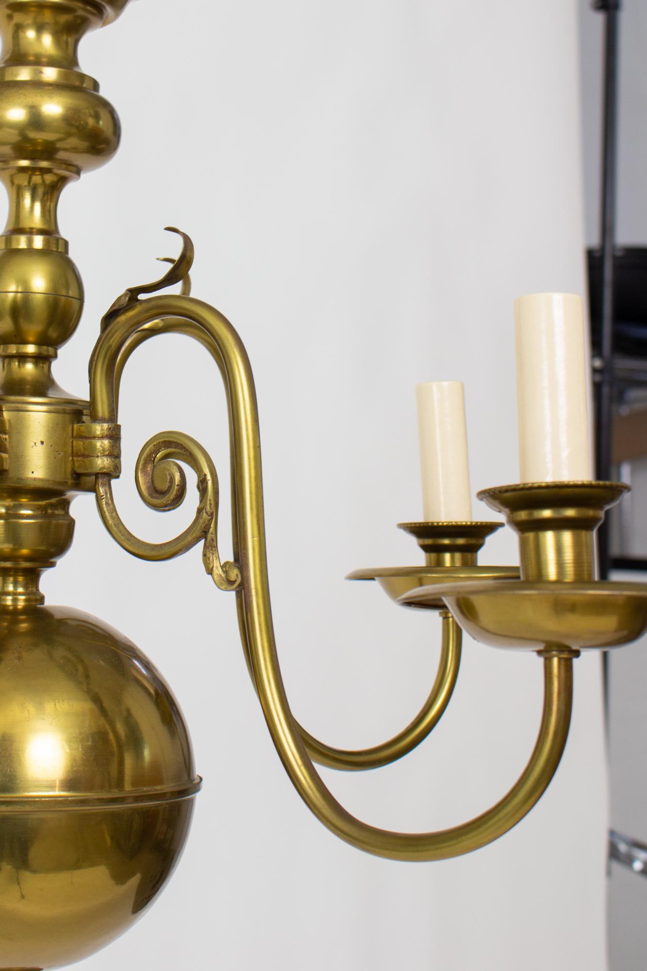 Mid-20th Century Dutch Colonial Style Brass Chandelier 3