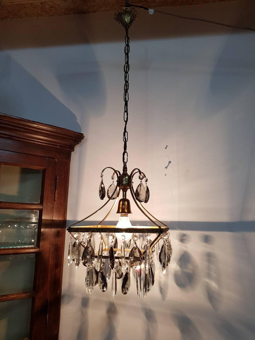 Mid-20th Century Dutch Glass Chandelier For Sale 1