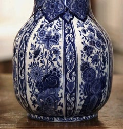 Mid-20th Century Dutch Royal Blue and White Painted Faience Delft Vase