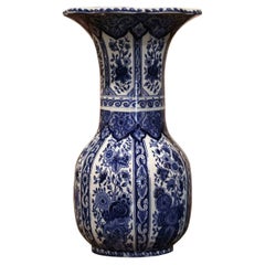 Mid-20th Century Dutch Royal Blue and White Painted Faience Delft Vase