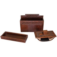 Vintage Mid-20th Century Dutch Wooden Desk Set