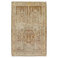 Mid-20th Century East Turkestan Khotan Pictorial Throw Rug