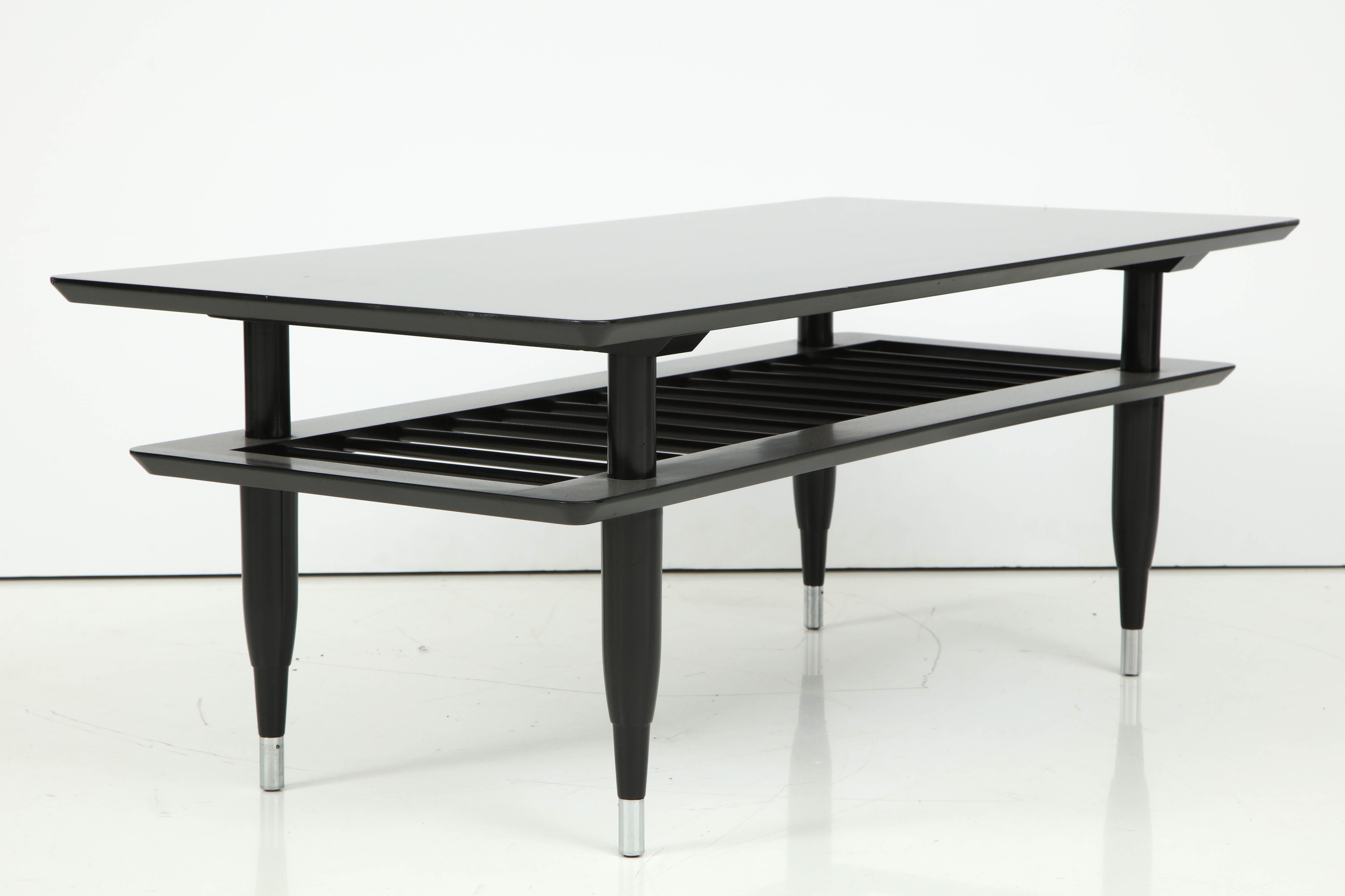 Mid-20th Century Ebonized Two-Tier Cocktail Table For Sale 2