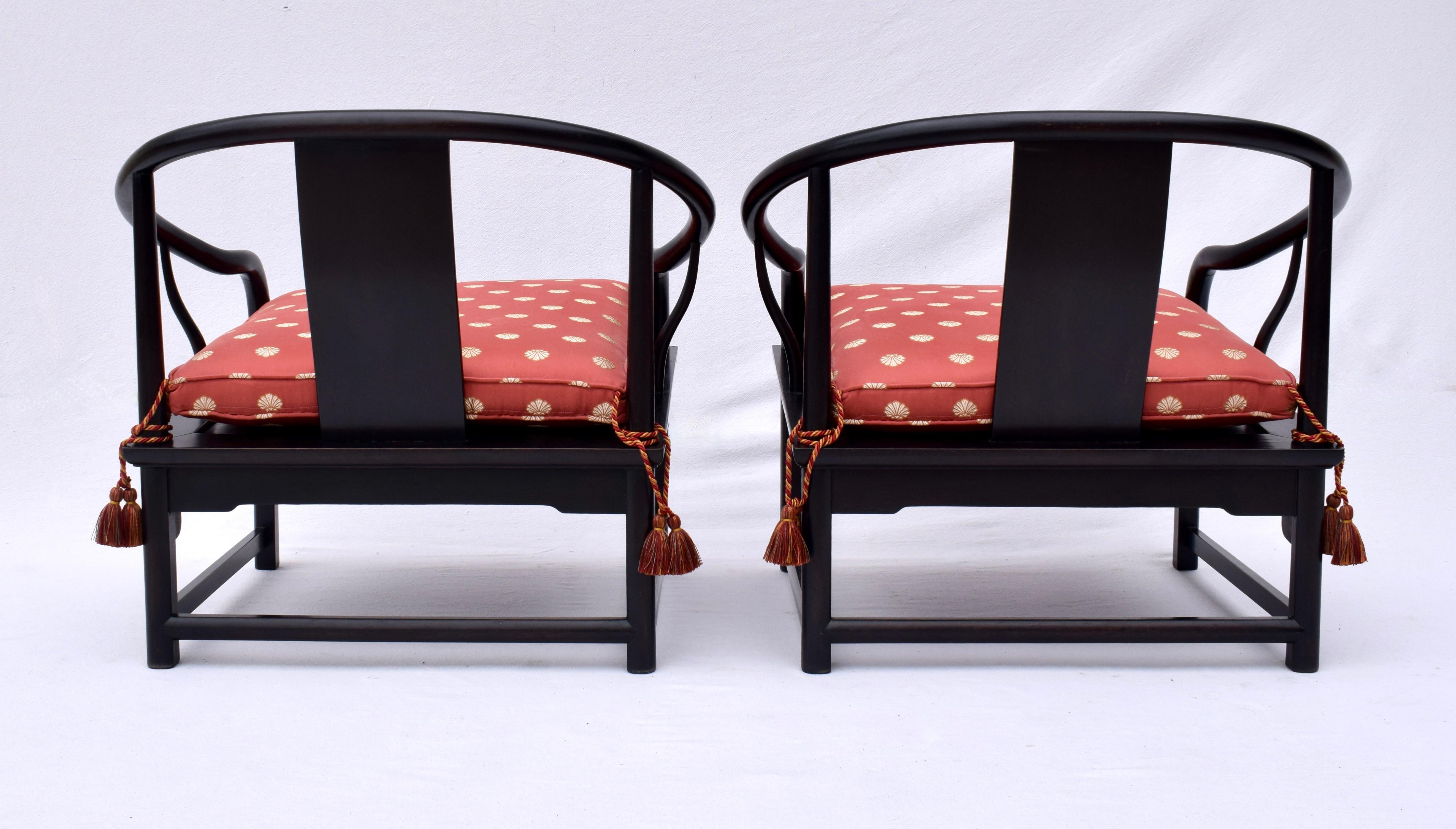 Mid 20th Century Ebony Horseshoe Lounge Chairs For Sale 1