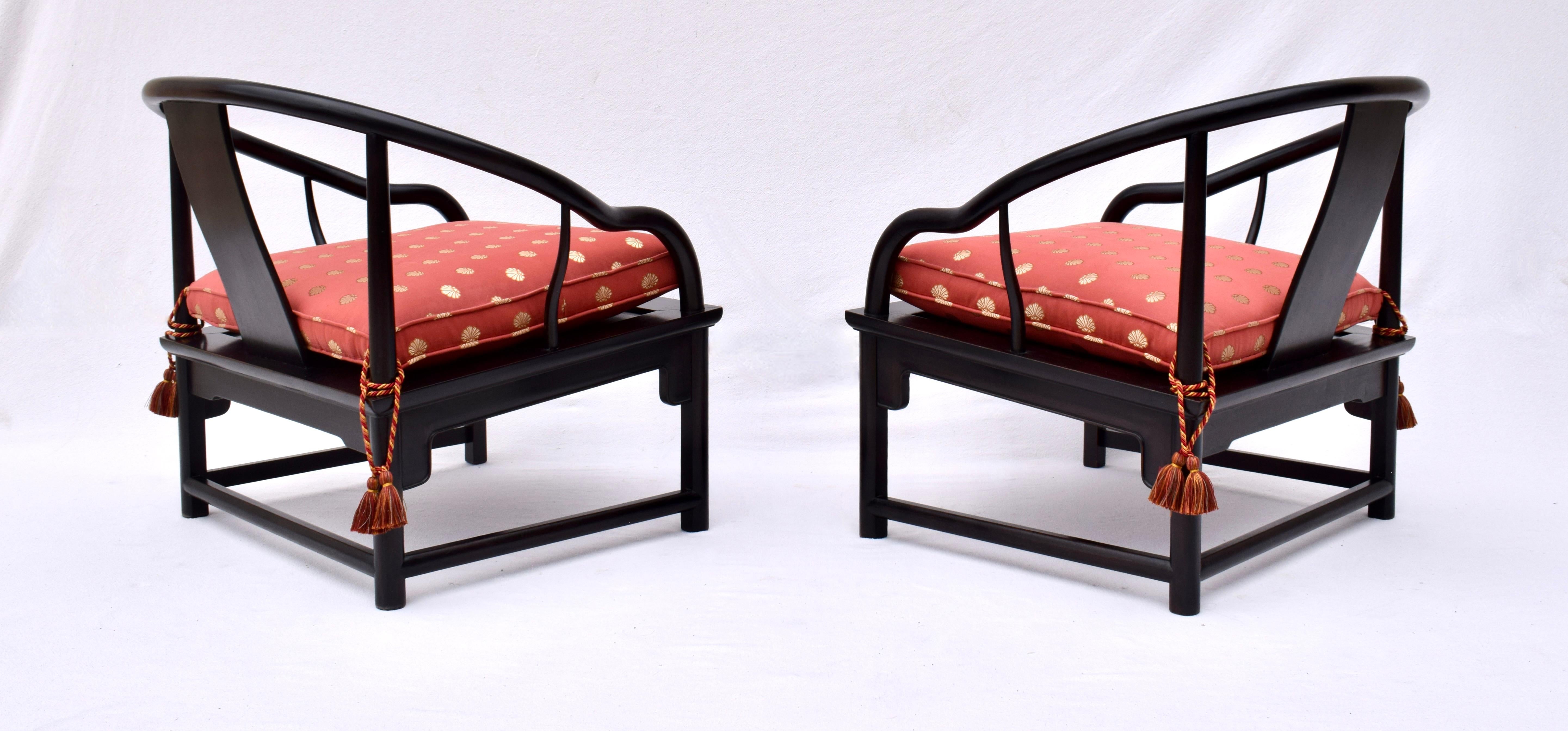 Mid 20th Century Ebony Horseshoe Lounge Chairs For Sale 2