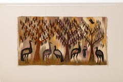 Mid-20th Century Egyptian Reversible Tapestry, Handwoven Figural Textile, 1970s