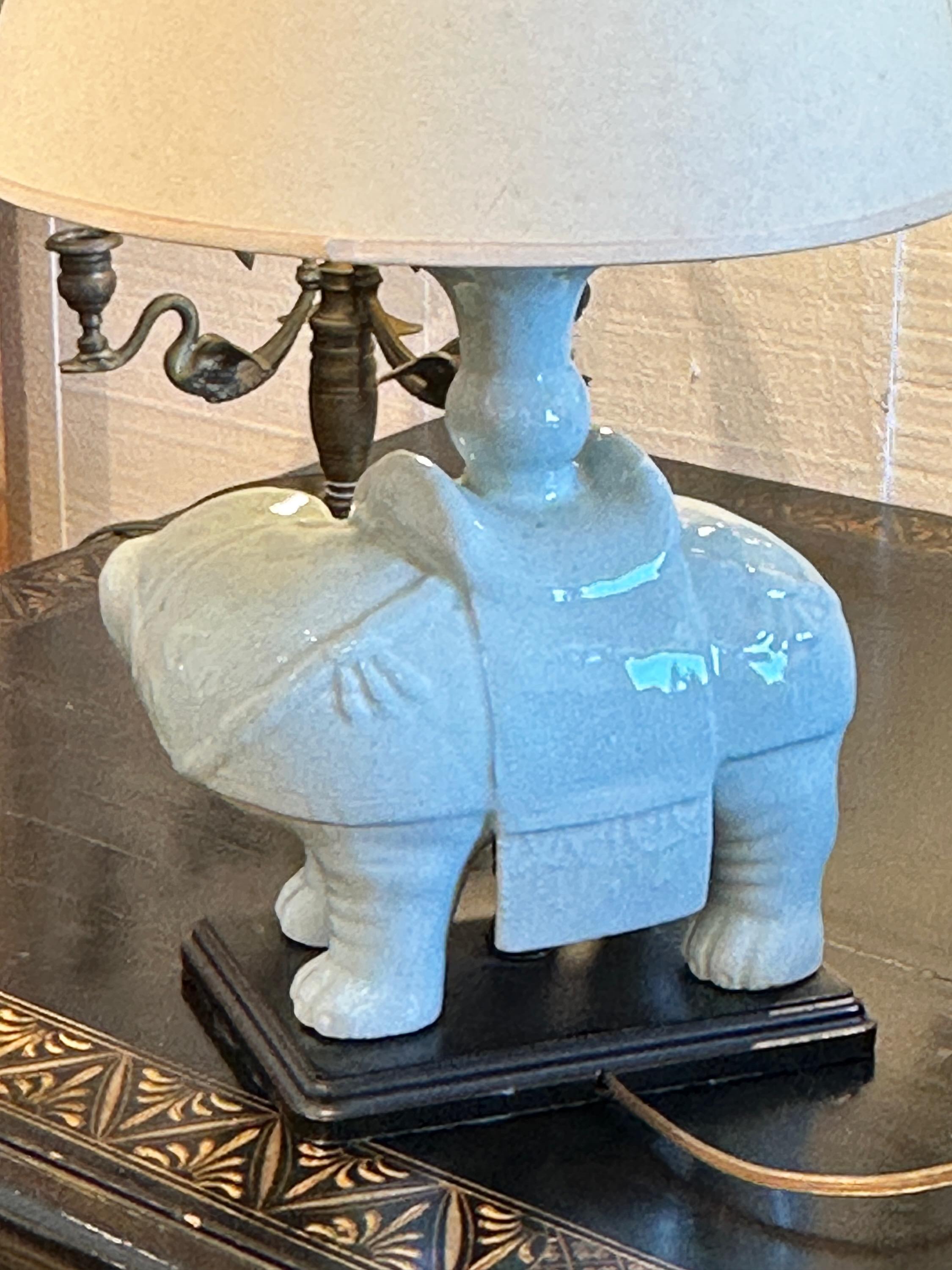A Mid 20th Century Elephant Lamp with Nice details front and back view