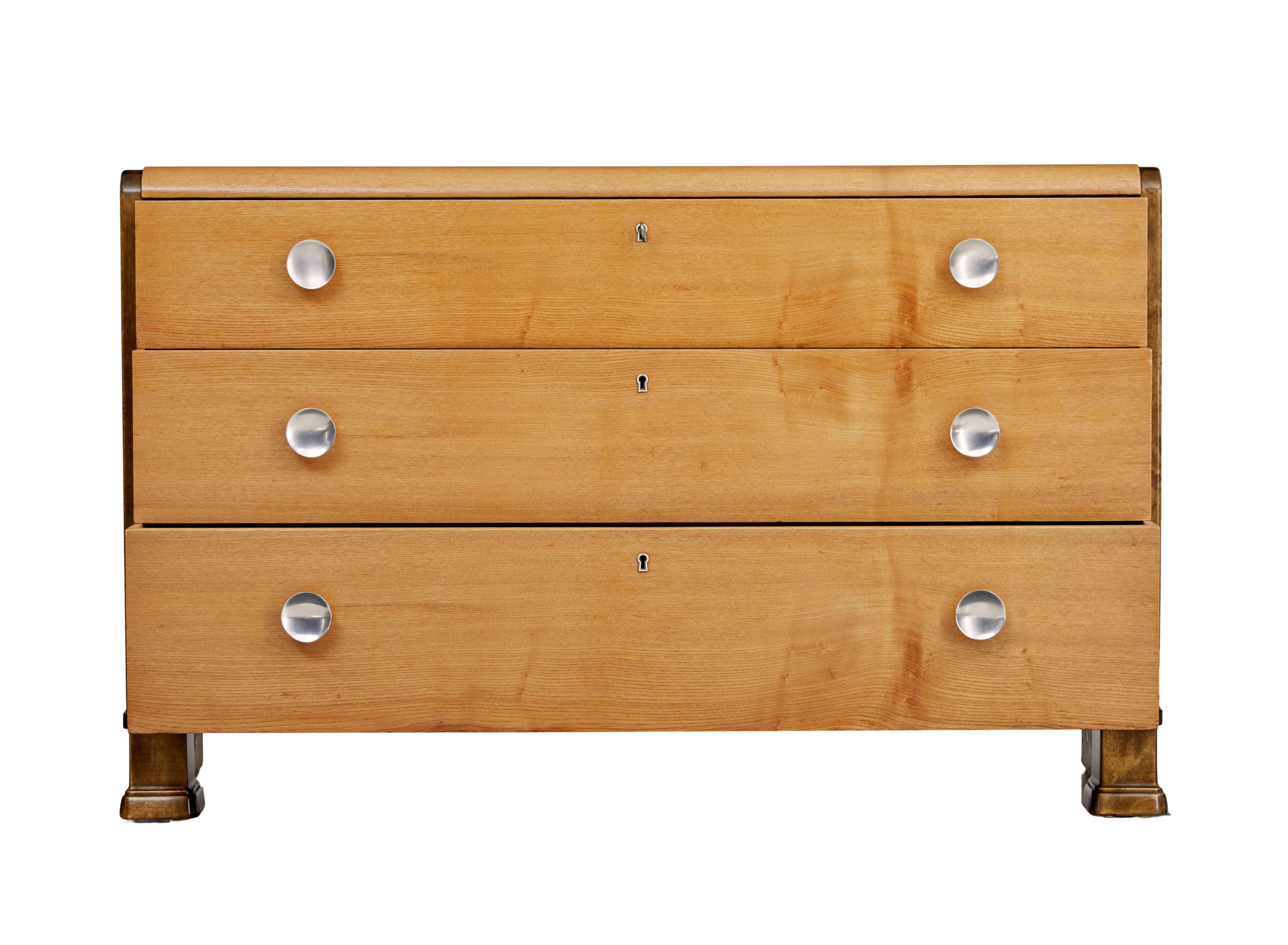 Mid-Century Modern Mid-20th Century Elm and Birch Scandinavian Chest of Drawers For Sale