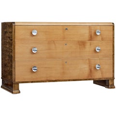 Mid-20th Century Elm and Birch Scandinavian Chest of Drawers