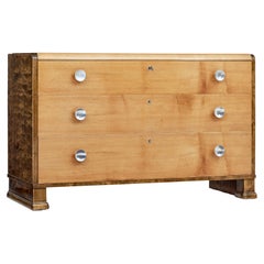 Mid 20th Century Elm and Birch Scandinavian Chest of Drawers