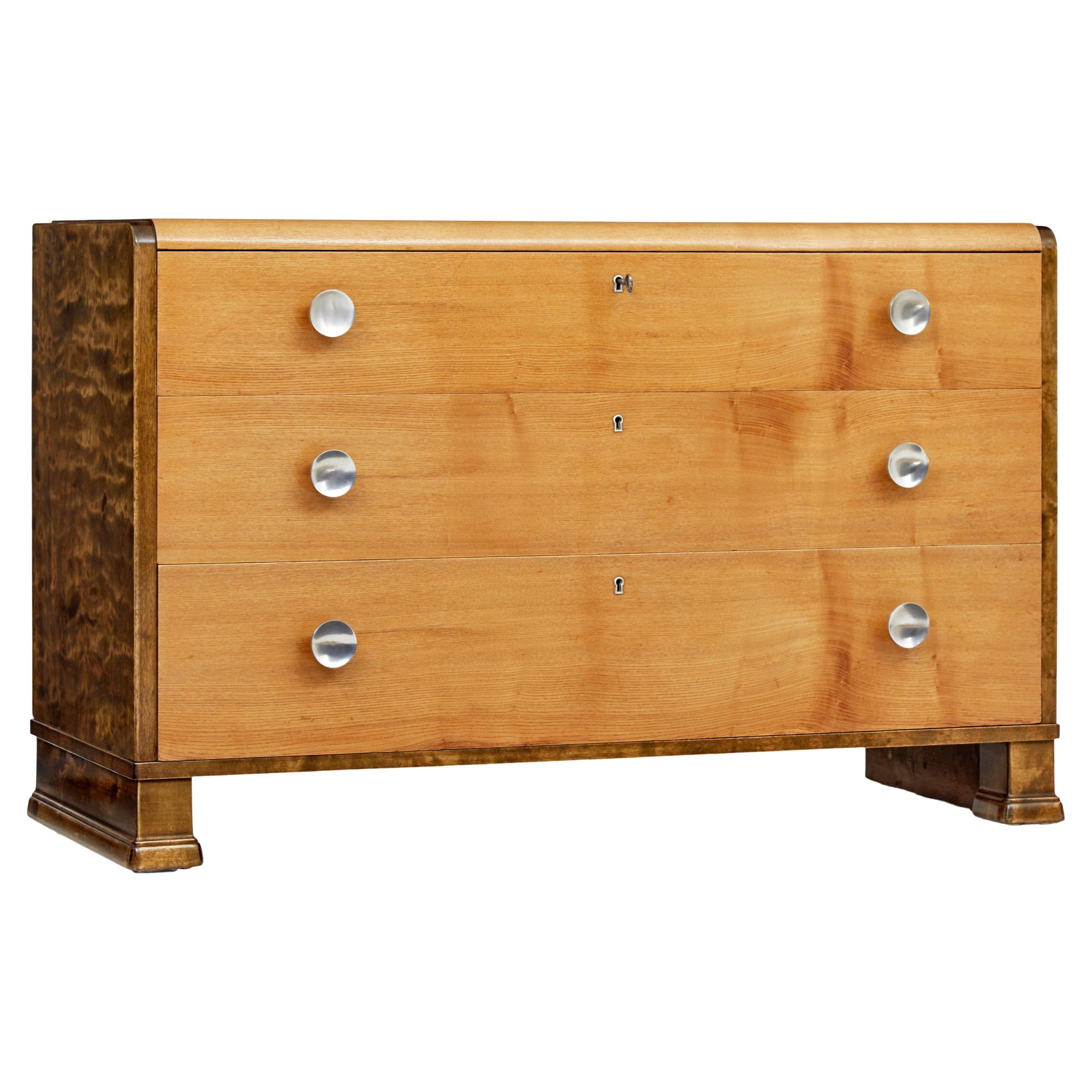 Mid-20th Century Elm and Birch Scandinavian Chest of Drawers For Sale