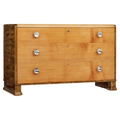 Mid-20th Century Elm and Birch Scandinavian Chest of Drawers