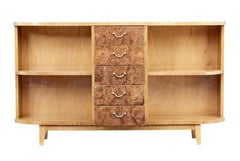 Mid-20th Century Elm and Burr Low Open Bookcase