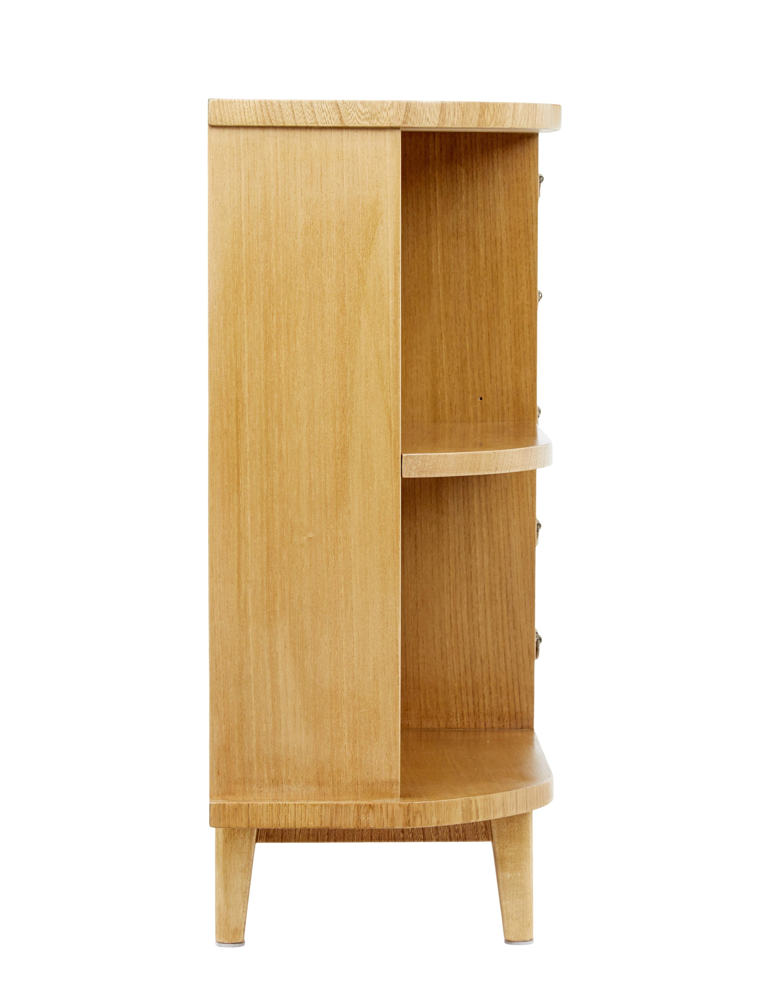 Swedish Mid-20th Century Elm and Burr Low Open Bookcase
