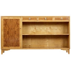 Mid-20th Century Elm and Burr Low Open Bookcase