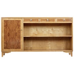 Mid-20th Century Elm and Burr Low Open Bookcase