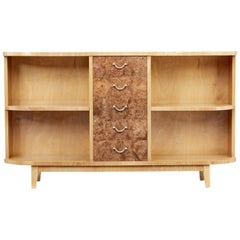 Mid-20th Century Elm and Burr Low Open Bookcase