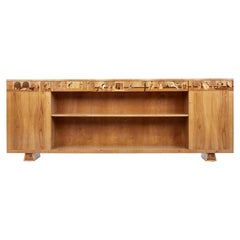 Mid-20th Century Elm Inlaid Low Open Bookcase