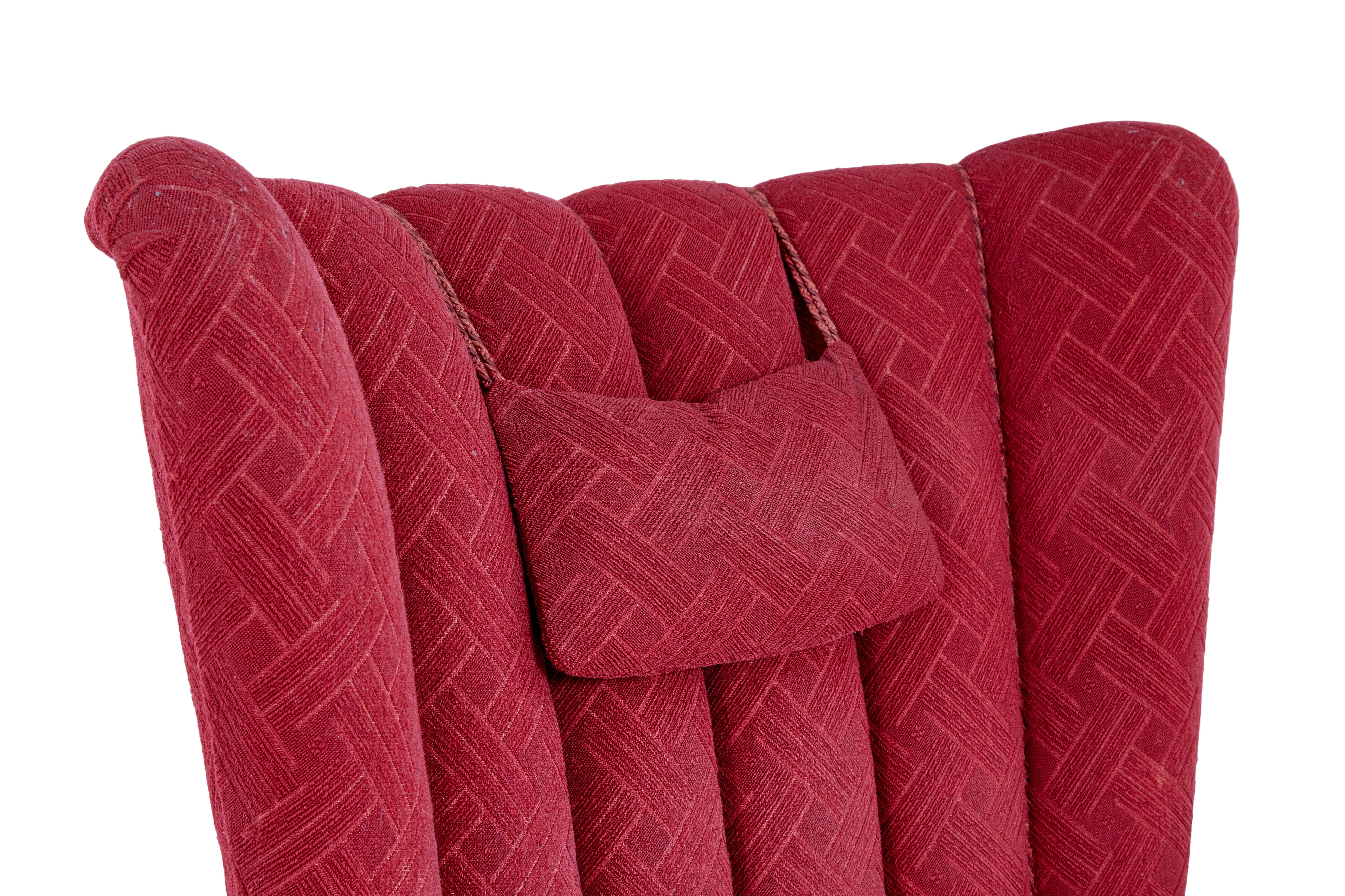 Fabric Mid-20th century elm shell back armchair For Sale