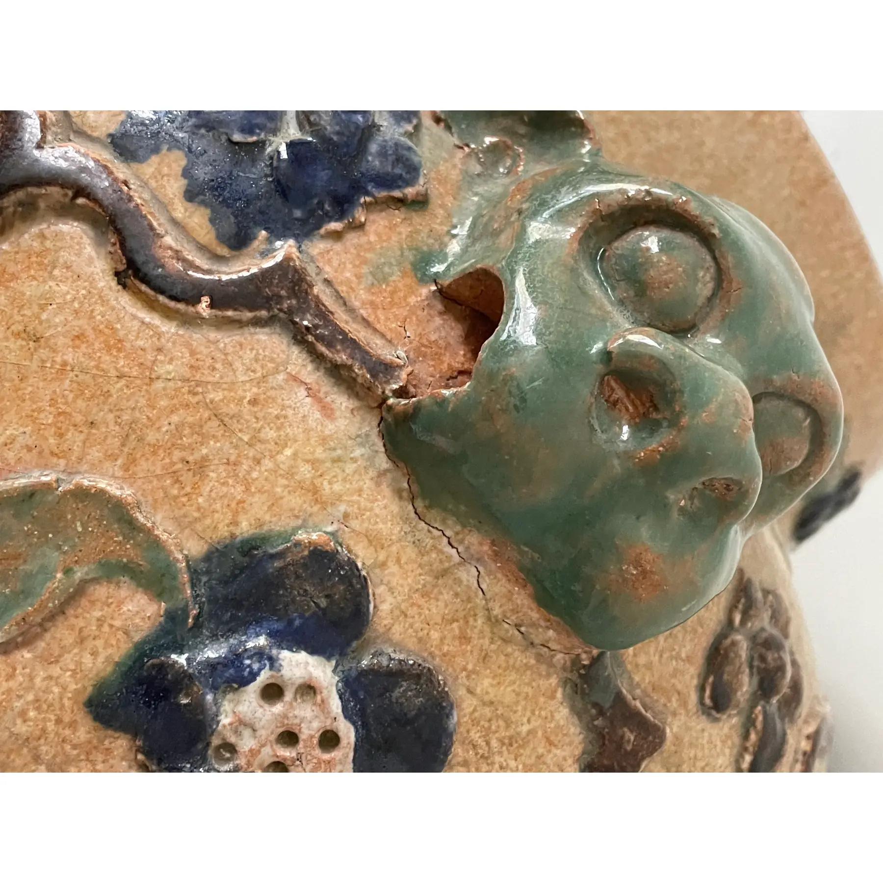 Vaso di zenzero da terra asiatico Imperatore della metà del XX secolo con cani Foo in vendita 1