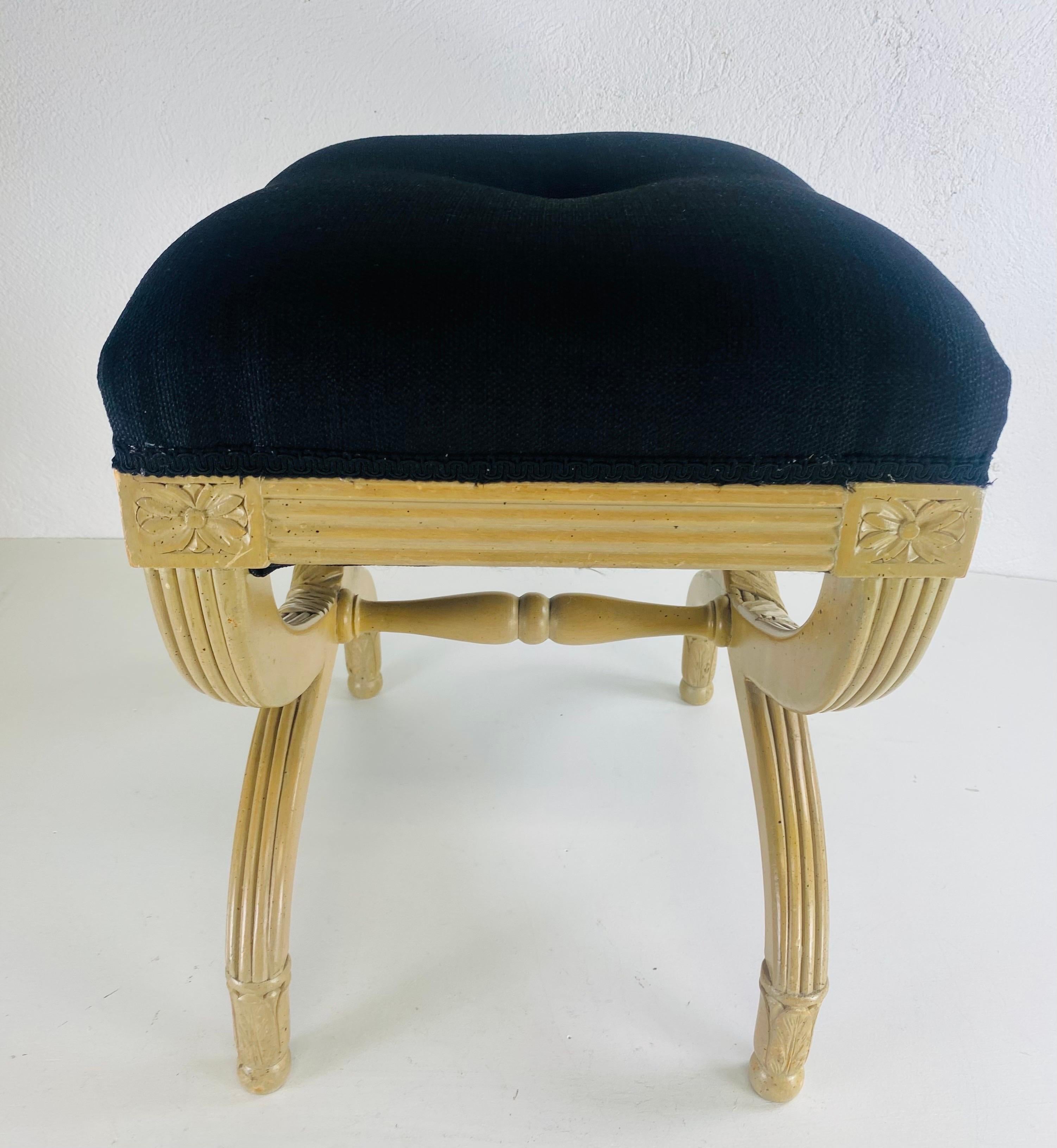 Mid 20th century Empire inspired newly upholstered bench im Angebot 1