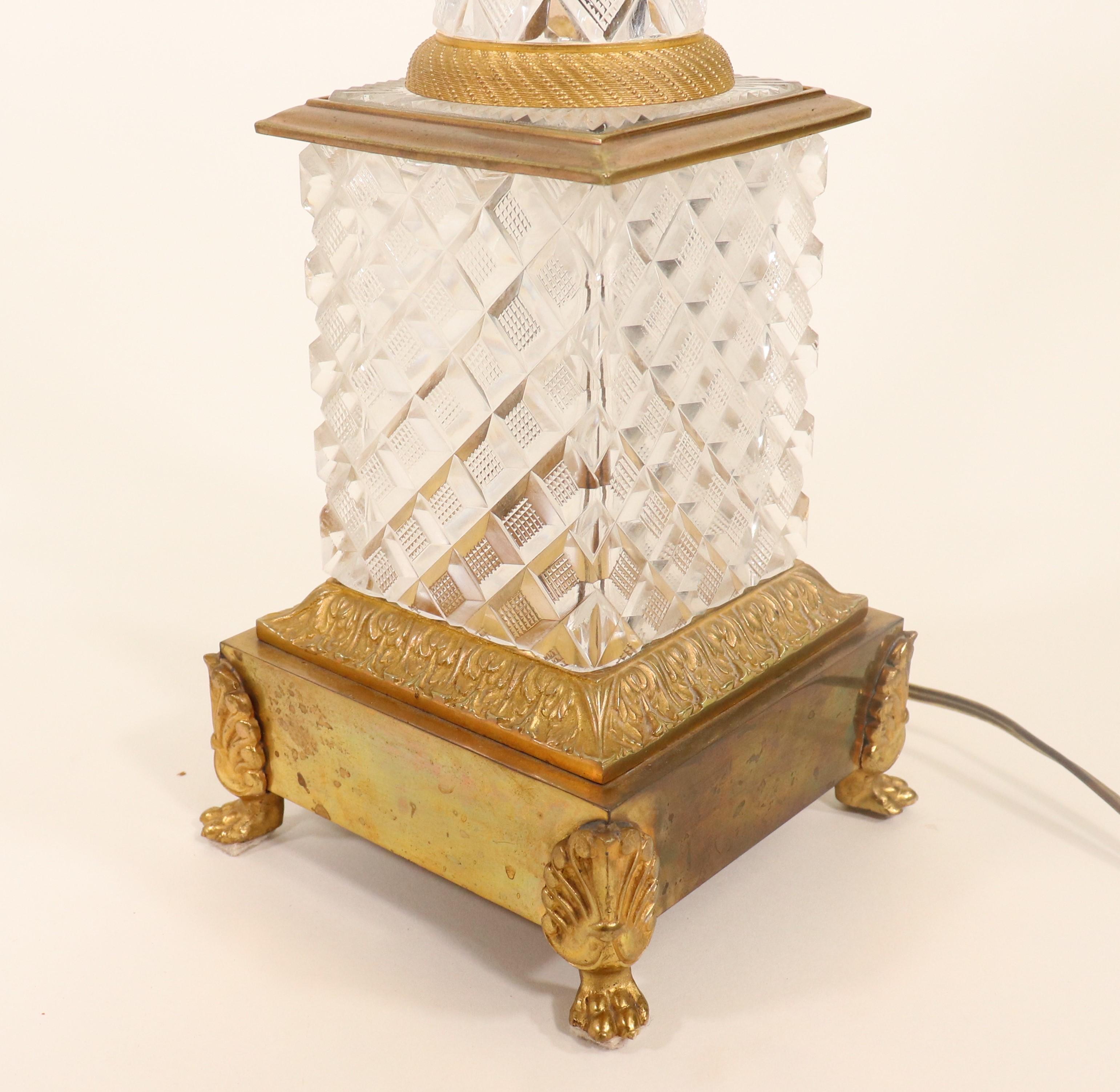 Mid-20th Century Empire Style Austrian Crystal and Gilt Bronze Table Lamp 6