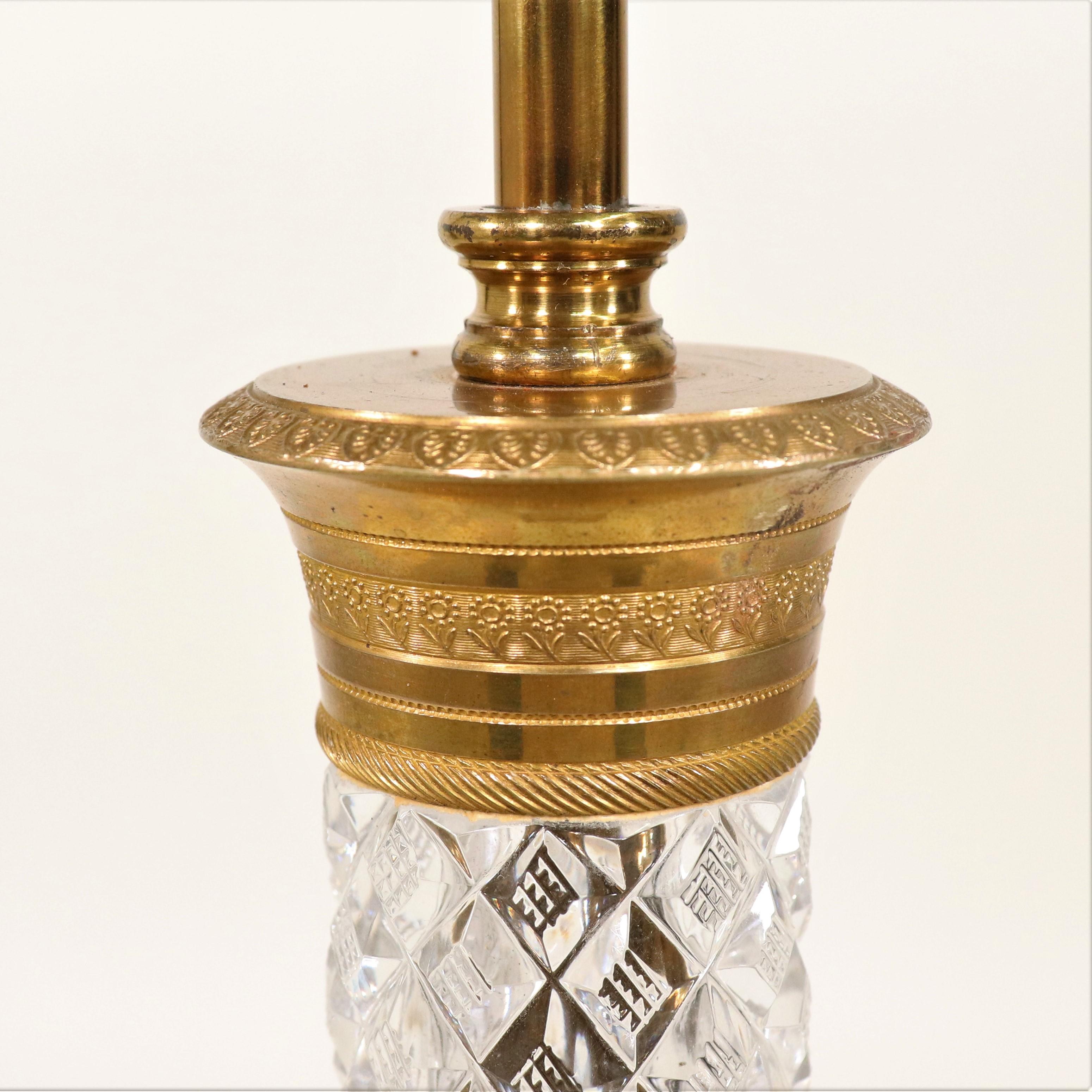 Mid-20th Century Empire Style Austrian Crystal and Gilt Bronze Table Lamp In Good Condition In Chicago, IL