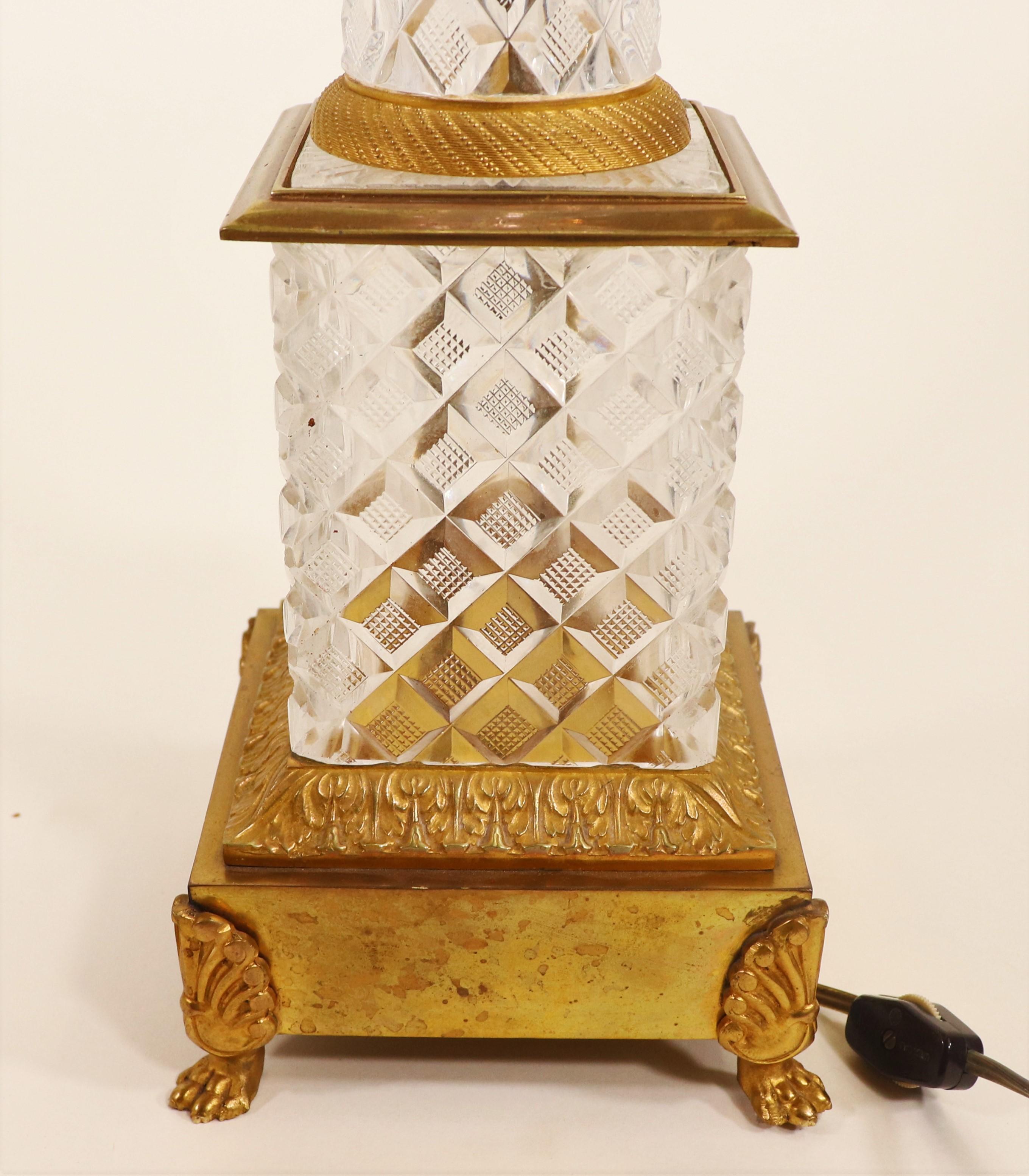 Mid-20th Century Empire Style Austrian Crystal and Gilt Bronze Table Lamp 4